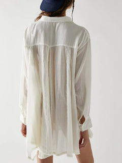 Textured Button-Down Shirt Dress