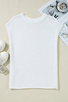 Sachet Pink Solid Color Side Slits Knit Tee