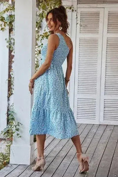 Floral one shoulder smocked dress