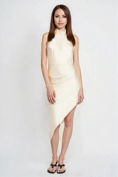 HALTER NECK ASYMMETRICAL DRESS