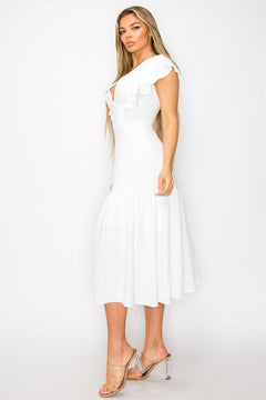 Long Dress With Short Ruffle Sleeves