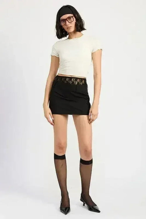 Lila's Lace-Trimmed Flare Min Skirt