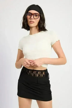 Lila's Lace-Trimmed Flare Min Skirt