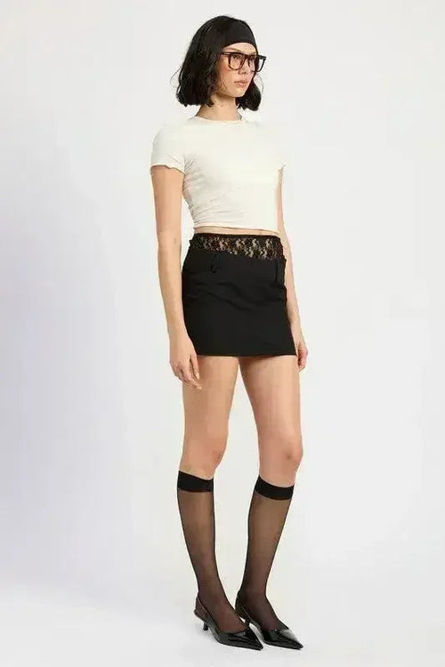 Lila's Lace-Trimmed Flare Min Skirt
