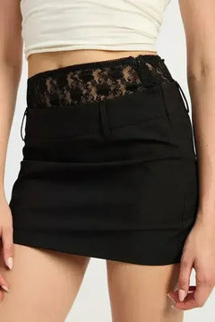 Lila's Lace-Trimmed Flare Min Skirt