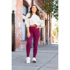 *Ready to Ship | The Maria - Maroon Full Length Leggings with Pocket - Luxe Leggings by Julia Rose®