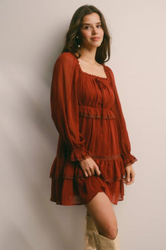 Crinkled Tiered Boho Mini Dress