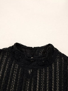 Lace Patchwork Flounce Sleeve Slim Fit Top