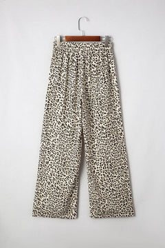 Brown Leopard Drawstring Loose Pants