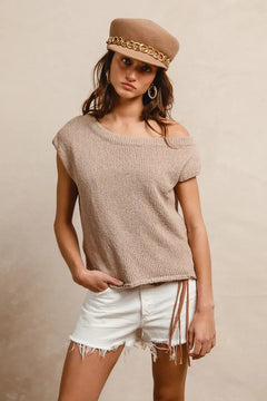 BiBi One Side Off Shoulder Knit Top