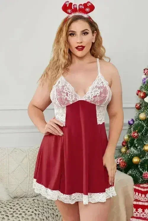 Valentine's Dreamy Lure Hollow-back Babydoll Lingerie