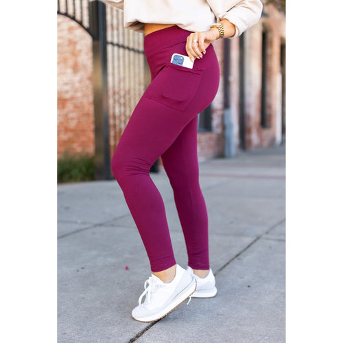 *Ready to Ship | The Maria - Maroon Full Length Leggings with Pocket - Luxe Leggings by Julia Rose®