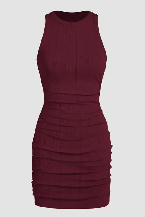 Red Dahlia Ruched Sleeveless Bodycon Dress