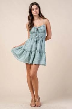 JACQUARD NYLON RAYON MINI DRESS