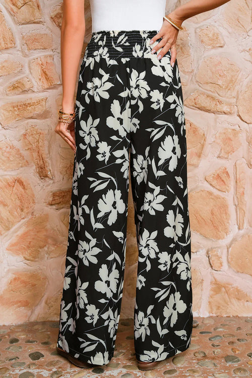 Lila’s Floral Frill Waist Wide Leg Pants