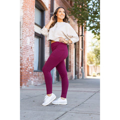 *Ready to Ship | The Maria - Maroon Full Length Leggings with Pocket - Luxe Leggings by Julia Rose®