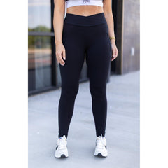 Ready to Ship | The Stephanie - Crossover BLACK Pocket Full Length Leggings
