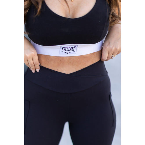 Ready to Ship | The Stephanie - Crossover BLACK Pocket Full Length Leggings