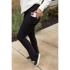 Ready to Ship | The Fiona - Black Flare Leggings WITH POCKETS