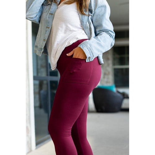 *Ready to Ship | The Maria - Maroon Full Length Leggings with Pocket - Luxe Leggings by Julia Rose®