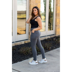 Ready to Ship | The Carmen - Charcoal Full Length Leggings with Pockets - Luxe Leggings by Julia Rose® Round 2