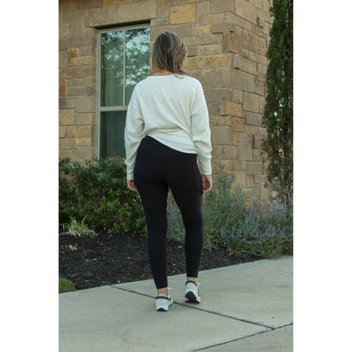 Ready to Ship | The Lilla - Black FLEECE Full Length Leggings with Pockets