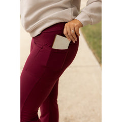 Ready to Ship | The Maeve - MAROON Bootcut Leggings with Pockets - Round 2