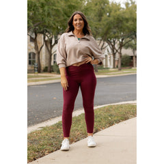*Ready to Ship | The Molly - MAROON Crossover Full Length Leggings with Pockets - Luxe Leggings by Julia Rose®