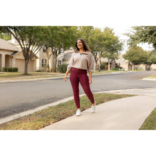 *Ready to Ship | The Molly - MAROON Crossover Full Length Leggings with Pockets - Luxe Leggings by Julia Rose®