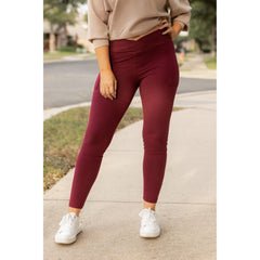 *Ready to Ship | The Molly - MAROON Crossover Full Length Leggings with Pockets - Luxe Leggings by Julia Rose®