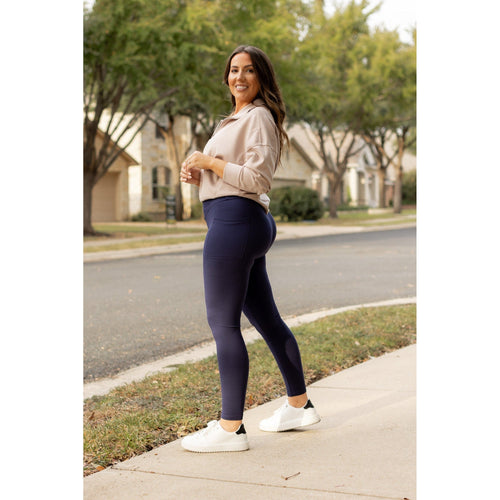 *Ready to Ship | The Nadia - NAVY Crossover Full Length Leggings with Pockets - Luxe Leggings by Julia Rose®