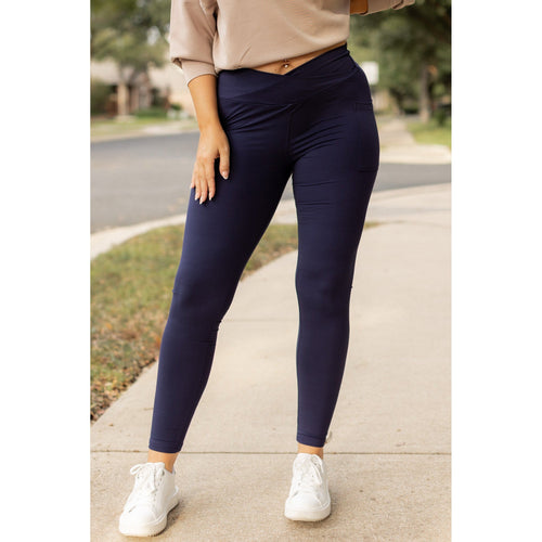*Ready to Ship | The Nadia - NAVY Crossover Full Length Leggings with Pockets - Luxe Leggings by Julia Rose®