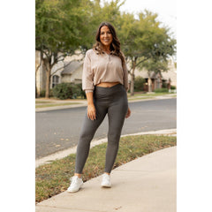 *Ready to Ship | The Caitlin - CHARCOAL Crossover Full Length Leggings with Pockets - Luxe Leggings by Julia Rose®