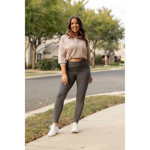 *Ready to Ship | The Caitlin - CHARCOAL Crossover Full Length Leggings with Pockets - Luxe Leggings by Julia Rose®
