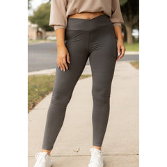 *Ready to Ship | The Caitlin - CHARCOAL Crossover Full Length Leggings with Pockets - Luxe Leggings by Julia Rose®