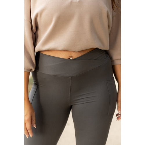 *Ready to Ship | The Caitlin - CHARCOAL Crossover Full Length Leggings with Pockets - Luxe Leggings by Julia Rose®