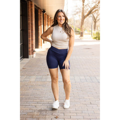 Ready to Ship | The Abby - NAVY Crossover Biker 5 Shorts R2 - Luxe Leggings by Julia Rose®