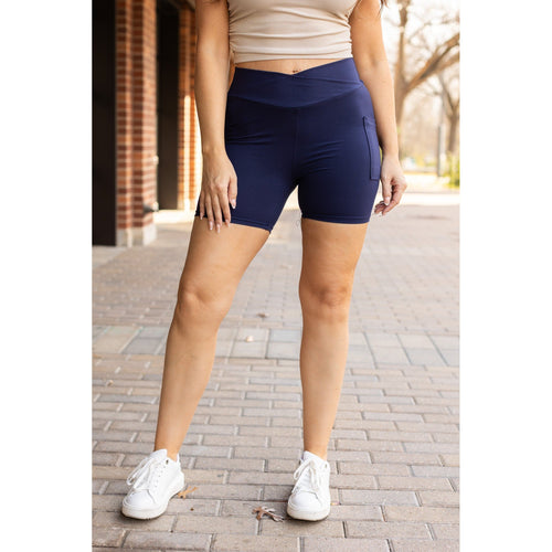 Ready to Ship | The Abby - NAVY Crossover Biker 5 Shorts R2 - Luxe Leggings by Julia Rose®