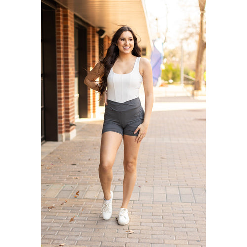 Ready to Ship | The Caleigh - Charcoal Crossover Biker 5 Shorts