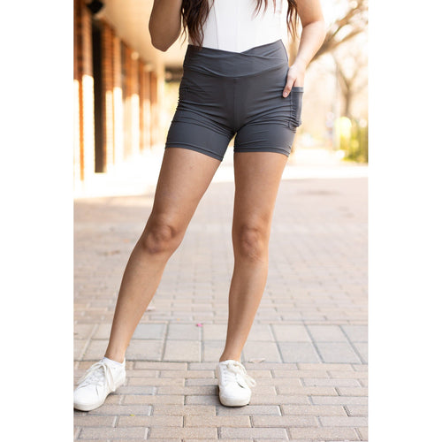 Ready to Ship | The Caleigh - Charcoal Crossover Biker 5 Shorts