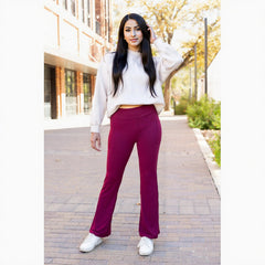 Ready to Ship | The Maeve - MAROON Bootcut Leggings with Pockets - Round 2