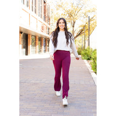Ready to Ship | The Maeve - MAROON Bootcut Leggings with Pockets - Round 2