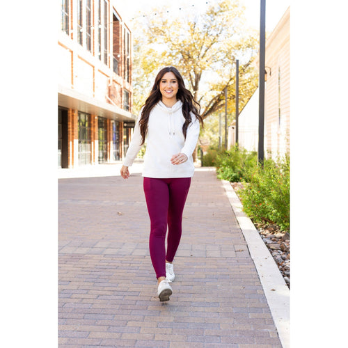*Ready to Ship | The Molly - MAROON Crossover Full Length Leggings with Pockets - Luxe Leggings by Julia Rose®