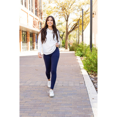 *Ready to Ship | The Nadia - NAVY Crossover Full Length Leggings with Pockets - Luxe Leggings by Julia Rose®