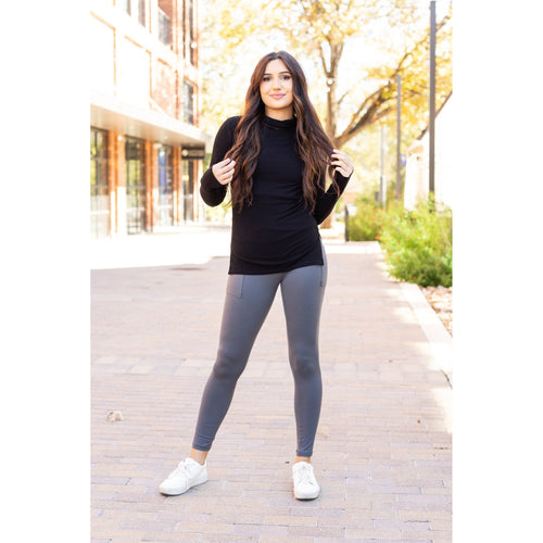 *Ready to Ship | The Caitlin - CHARCOAL Crossover Full Length Leggings with Pockets - Luxe Leggings by Julia Rose®