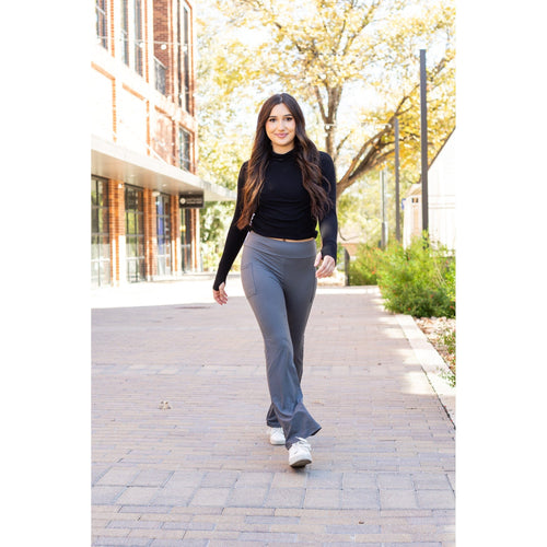 Ready to Ship | The Cassie - 30 CHARCOAL Bootcut Leggings with Pockets - Round 2