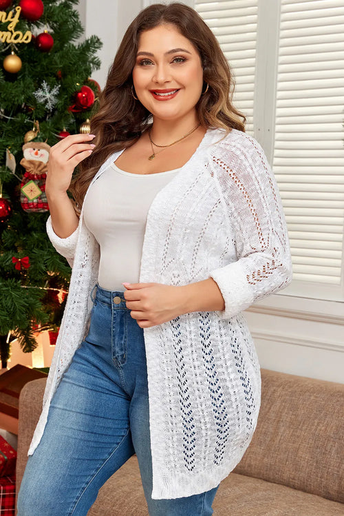 Curvy Grace Openwork Long Sleeve Cardigan