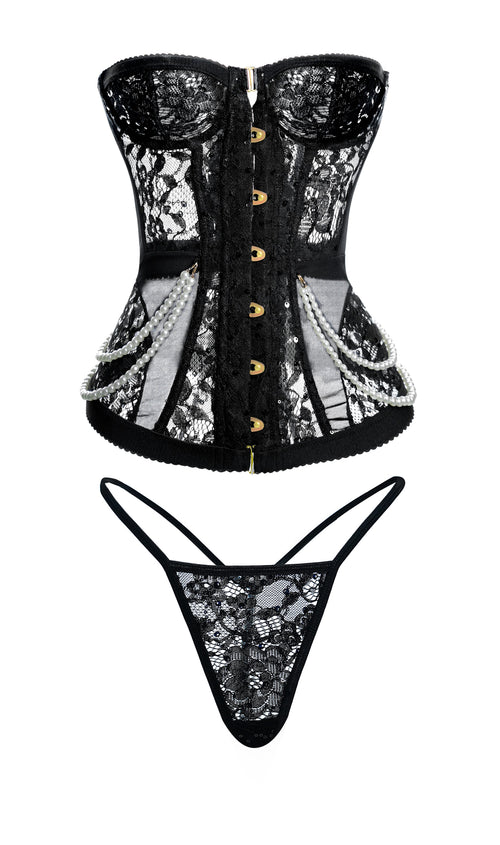 Serena Black Pearl Corset Set