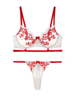 Luxurious Red Floral Lingerie Set