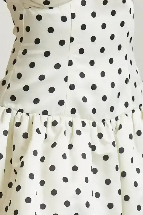 Polkadot Satin Off-Shoulder Bubble Dress